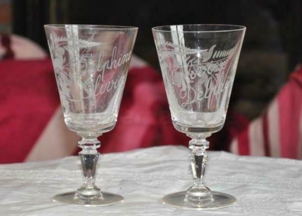 paire d'anciens  verres de mariage en cristal, Enlèvement ou Envoi