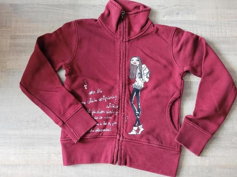 Vest / sweater gilet bordeaux Terre Bleue maat 152 / 12 jaar, Meisje, Trui of Vest, Ophalen of Verzenden, Zo goed als nieuw