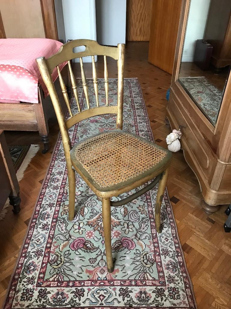 Chaise dorée (cannage), Maison & Meubles, Autres couleurs, Enlèvement, Utilisé, Osier ou Rotin