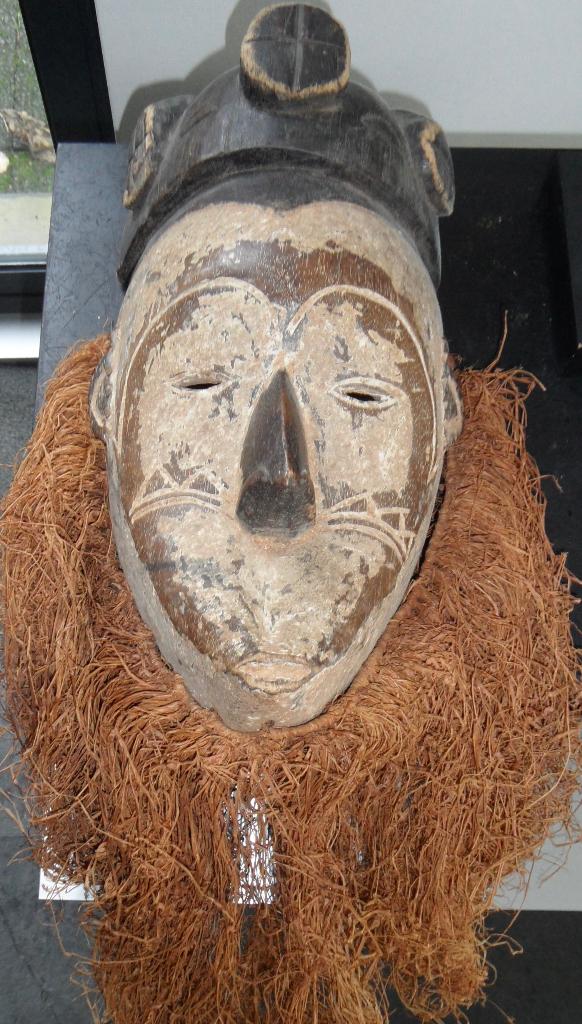 Origineel tribal art Afrika masker raffia (Congo?), Antiek en Kunst, Kunst | Beelden en Houtsnijwerken, Ophalen of Verzenden