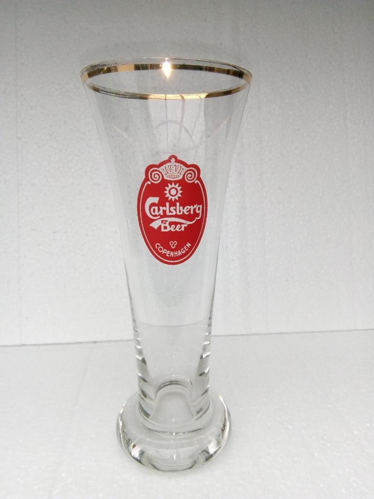 Ancien verre flute CARLSBERG BEER COPENHAGEN (blanc sur fond, Enlèvement ou Envoi, Comme neuf, Verre ou Verres, Autres marques