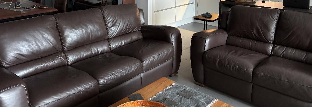 Prachtige Natuzzi Lederen Salon (3-zit & 2-zit) "AANGEPAST", Enlèvement, Utilisé, Quatre personnes ou plus, Cuir