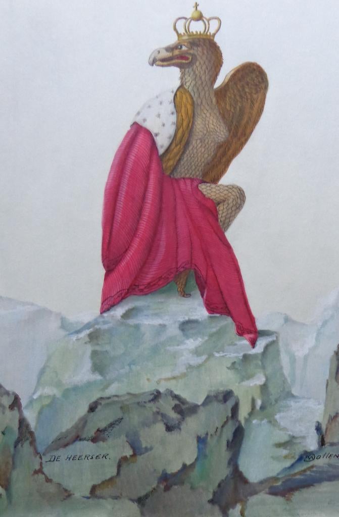 KAREL WOLLENS / DE HEERSER / ORIGINEEL WERK / 39x30cm / SIG, Antiek en Kunst, Ophalen of Verzenden