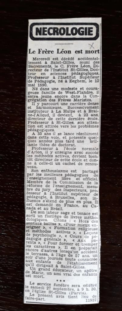 overlijdensbericht LE CHER FRERE LEON (Jules Lust), Verzamelen, Ophalen of Verzenden, Rouwkaart