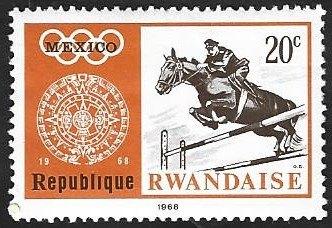 1 Postzegel Rwanda 1968 Olympische Spelen - Mexico (II), Enlèvement ou Envoi, Non oblitéré, Sport
