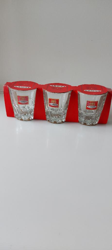 Lamot 3 oude verzamel glazen in originele verpakking, Verzamelen, Biermerken, Ophalen of Verzenden, Nieuw, Glas of Glazen, Overige merken