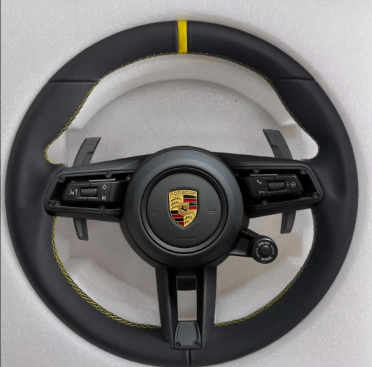 Porsche stuur leer compleet geel sportief upgrade, Ophalen of Verzenden, Nieuw, Porsche