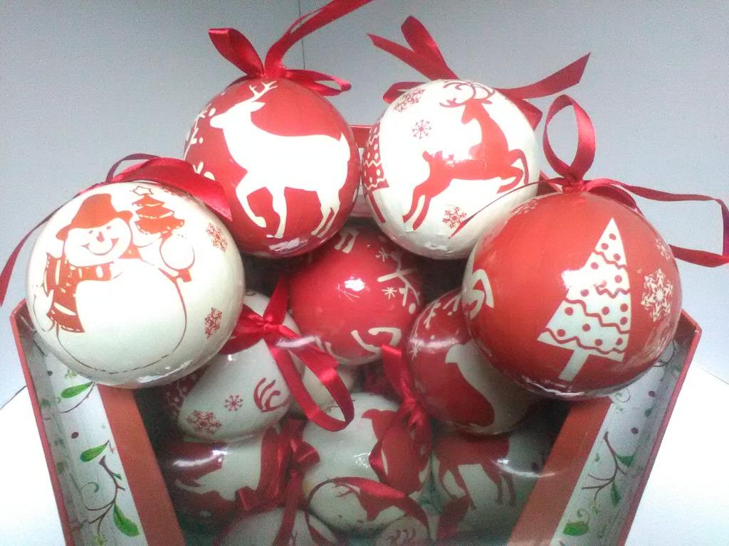 Doos met 14 kerstbollen in papier maché, dus onbreekbaar, Diversen, Kerst, Ophalen, Nieuw