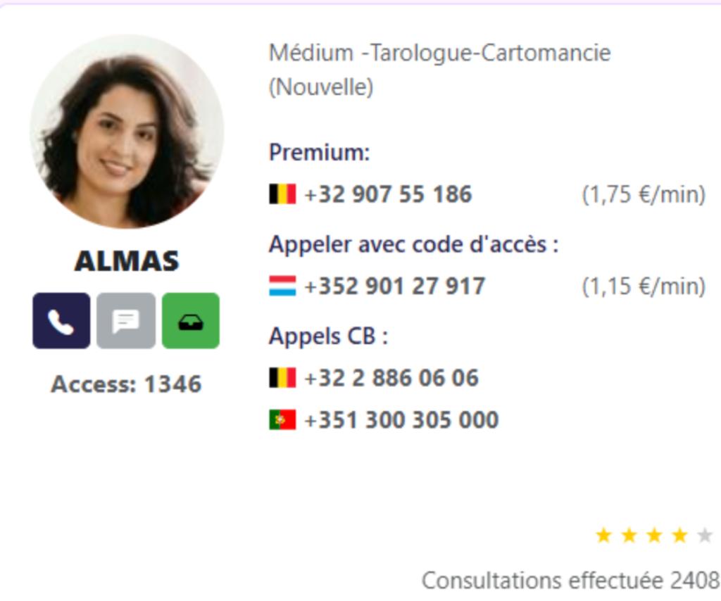 ALMAS MEDIUM VOYANTE - 0907 55 186 (1,75 € / min), Services & Professionnels, Bien-être | Autre
