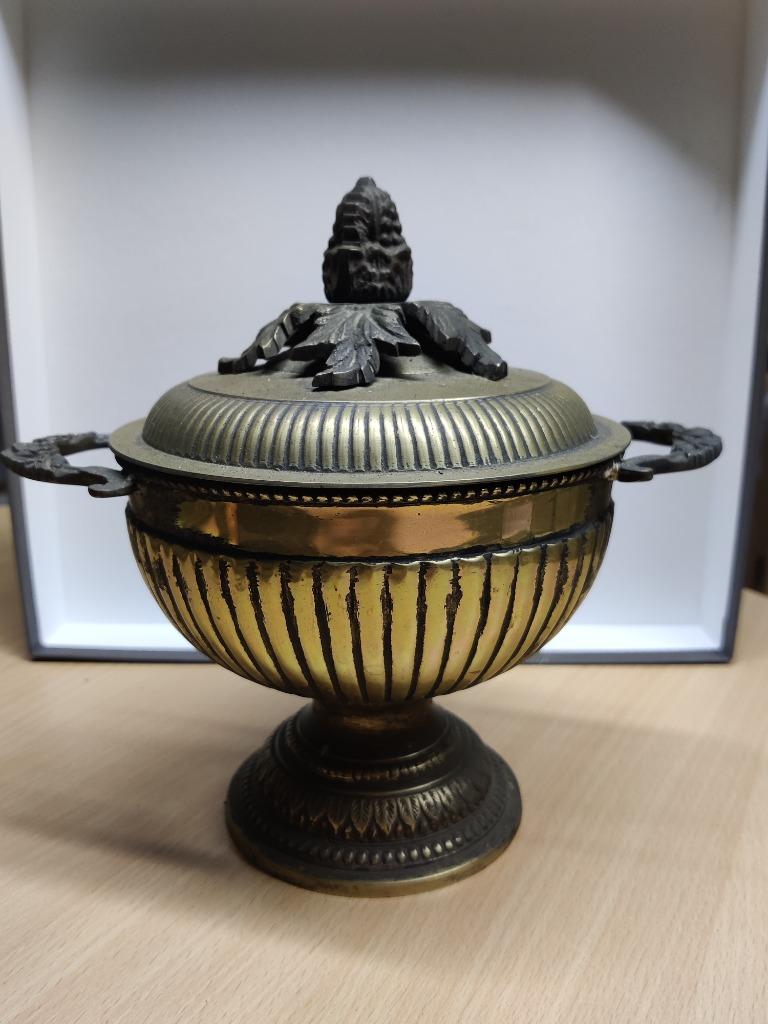 Antieke verzilverde bonbonniere bowl met deksel, Antiek en Kunst, Ophalen of Verzenden, Koper