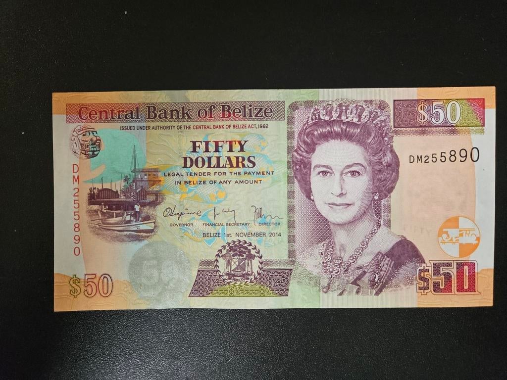 Belize pick 70e 50 dollars 2014 zf+/UNC-, Ophalen of Verzenden, Midden-Amerika, Los biljet