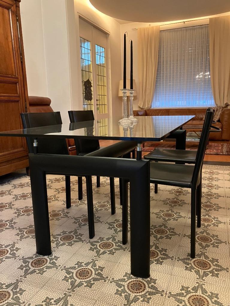 4 chaises vintage du designer Matteo Grassi, Maison & Meubles, Chaises, Enlèvement, Utilisé, Noir, Cuir