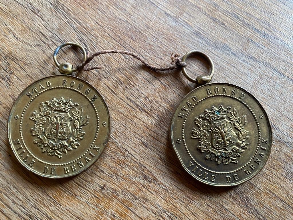 2 Médailles Stad Ronse Ville de Renaix Ecole moyenne de l’ét, Envoi, Autres matériaux