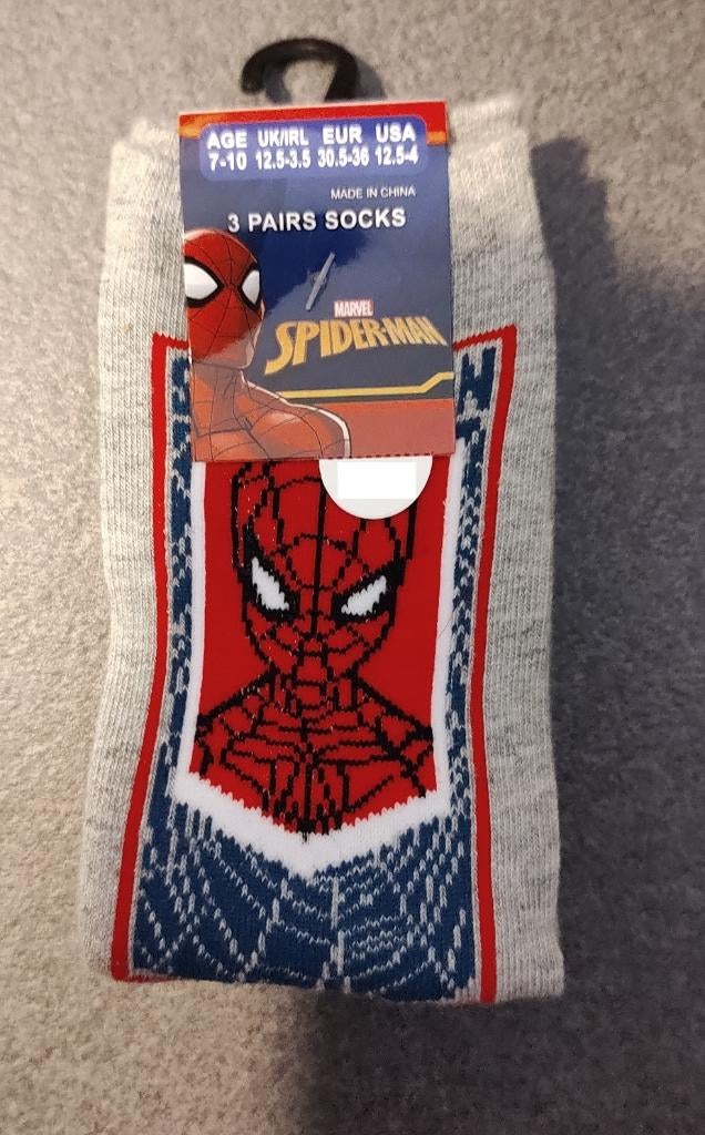 3 paar sokken Spiderman, maat 30,5-36 (nieuw), Nieuw, Ophalen of Verzenden, Spiderman, Jongen