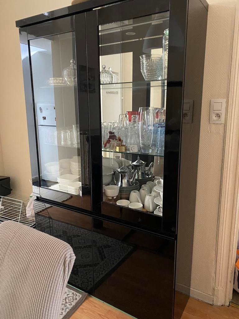 Salle à manger 6 places noire, Huis en Inrichting, Complete eetkamers, Gebruikt, Ophalen