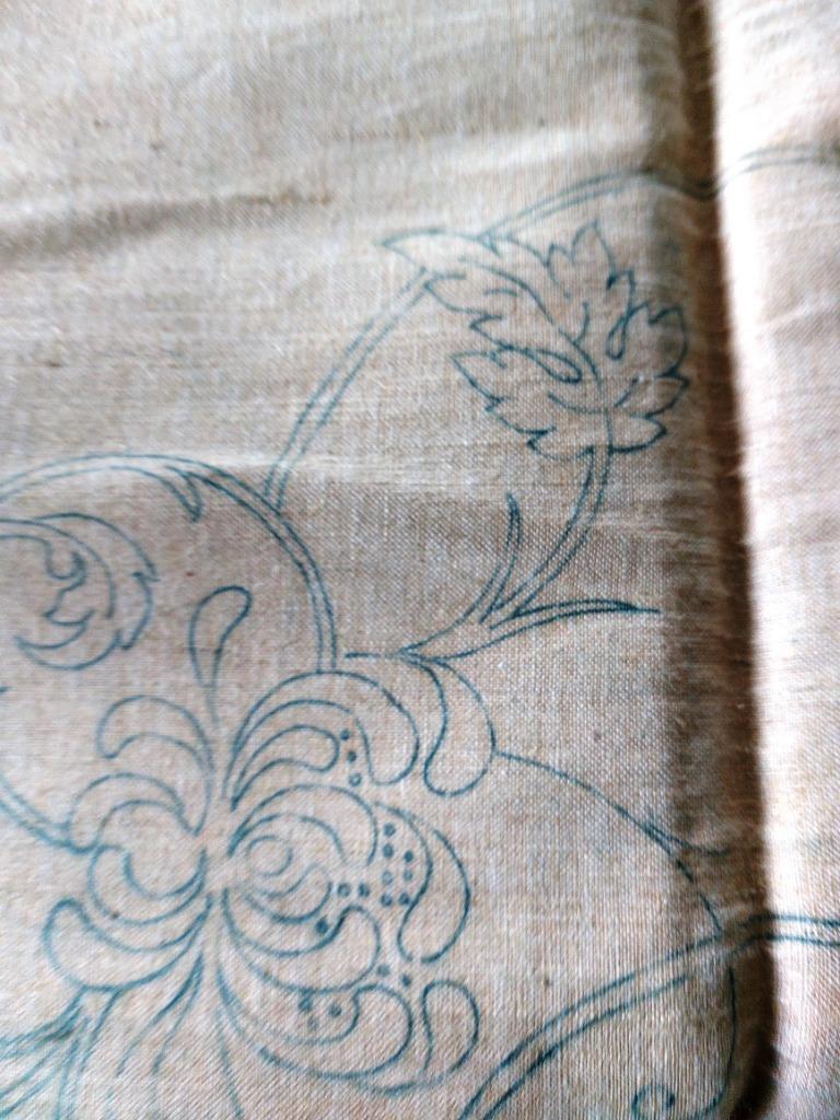 Vintage vierkant beige linnen borduurtafelkleed, Hobby en Vrije tijd, Borduren en Borduurmachines, Ophalen, Nieuw, Handborduren