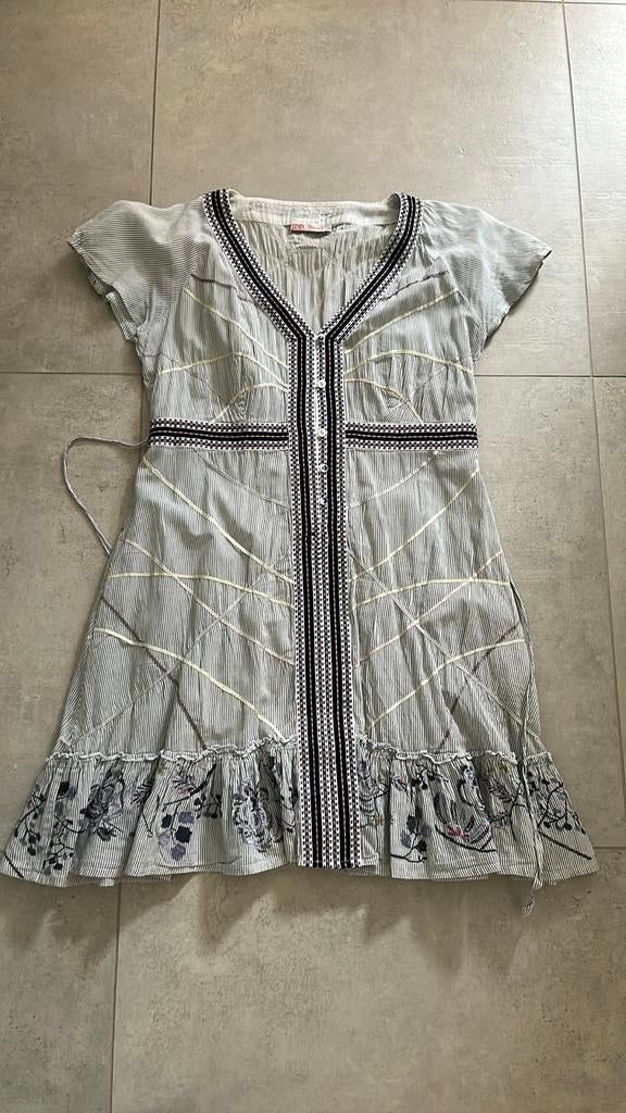 Witte jurk met blauwe strepen L, Kleding | Dames, Wit, Maat 42/44 (L), Didi, Ophalen of Verzenden