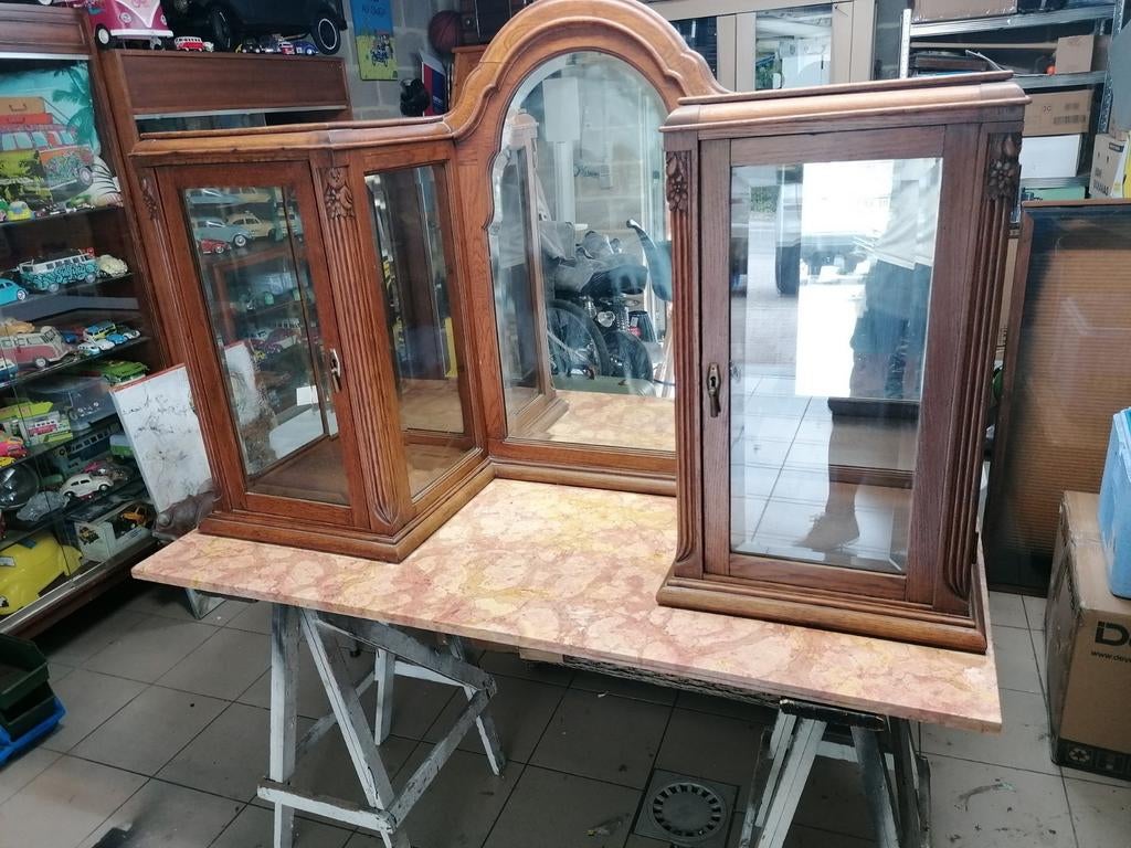 Charmante double vitrine avec miroir (style Liégeois), Enlèvement
