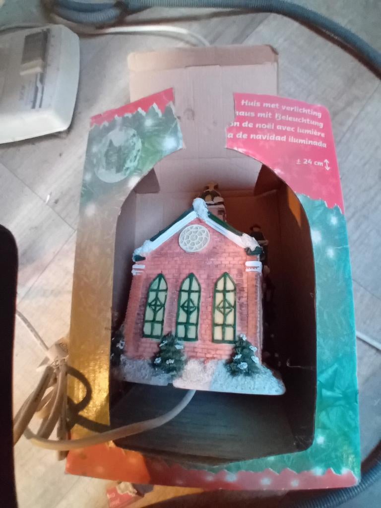 Kerstboom +kersthuisjes die verlicht zijn, Verzamelen, Automaten | Jukeboxen, Ophalen of Verzenden