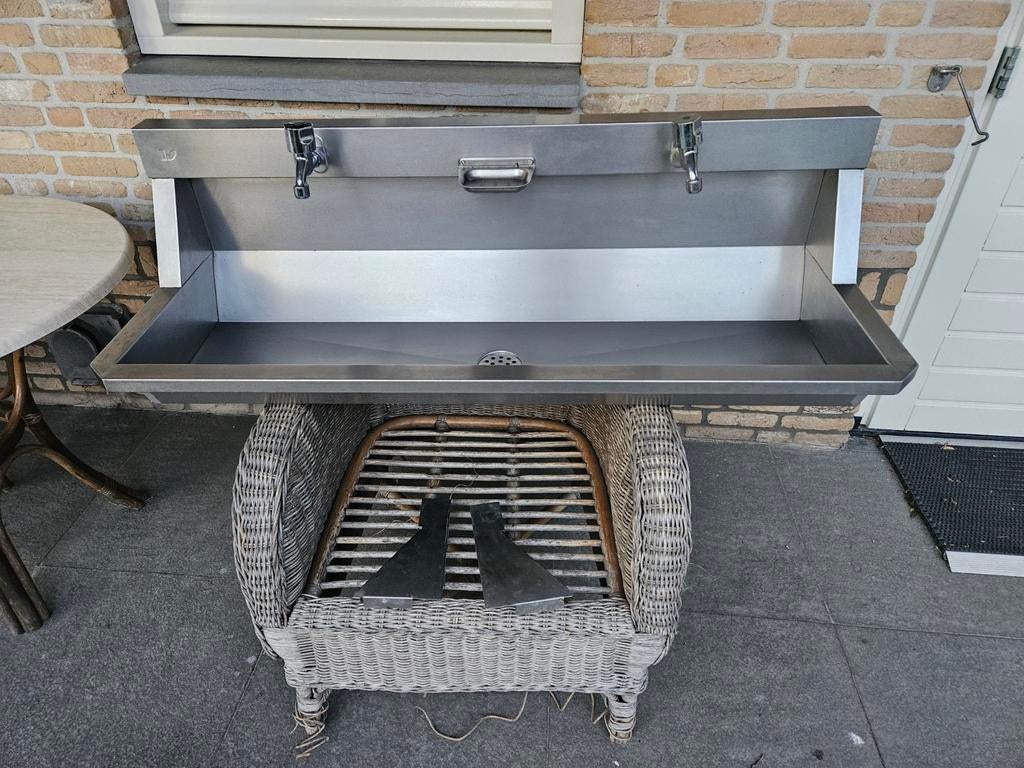 wasbak/wastrog/spoelbak Inox Intersan 1.20 m met 2 kranen, Ophalen, Zo goed als nieuw, Inox
