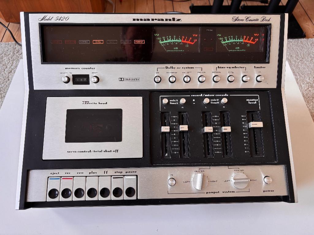 Lecteur de cassettes Marantz modèle 5420, TV, Hi-fi & Vidéo, Decks cassettes, Enlèvement ou Envoi, Simple, Marantz, Commandes tactiles