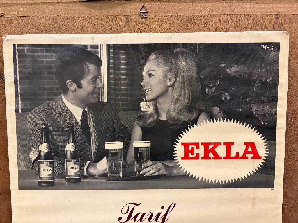 EKLA Vandenheuvel Koekelberg TARIF 1966 Bière Brasserie Bier, Envoi, Comme neuf, Panneau publicitaire