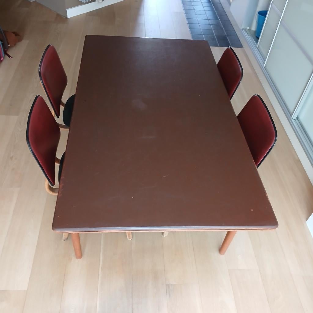Vintage eetkamerset, Huis en Inrichting, Tafels | Eettafels, Ophalen, Vintage, retro, Gebruikt, 200 cm of meer