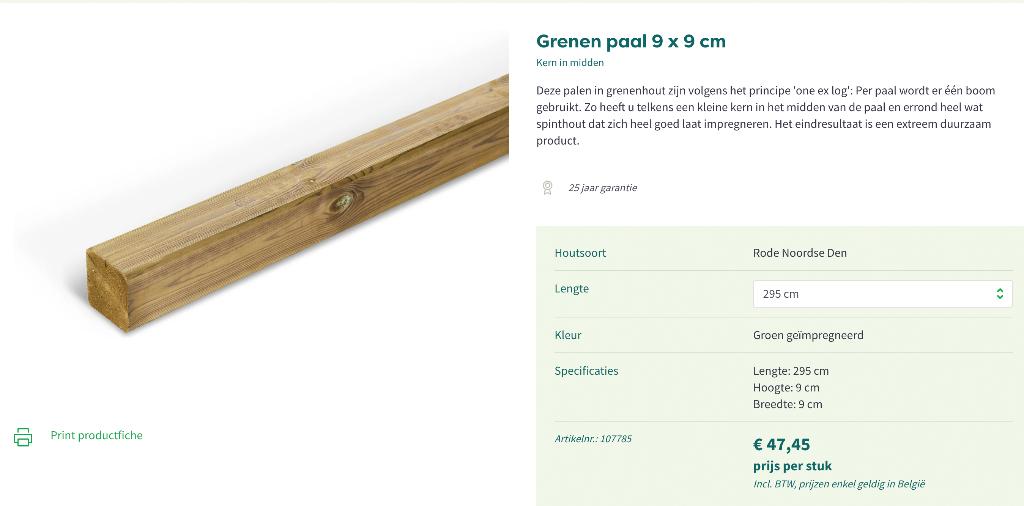 Tuinpalen Collstrop, Ophalen, Nieuw, 250 cm of meer, Palen