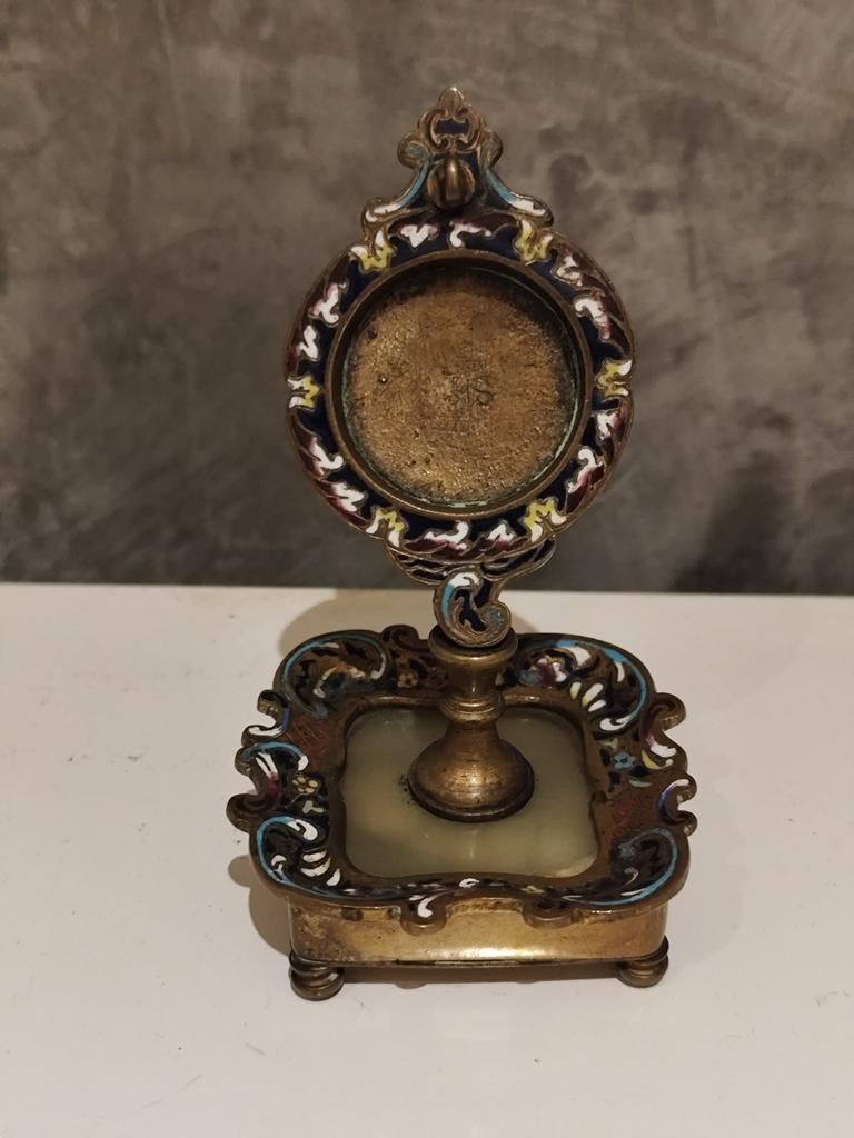 Porte montre j.sandoz en bronze émaillé. Superbe état, Antiquités & Art, Enlèvement ou Envoi