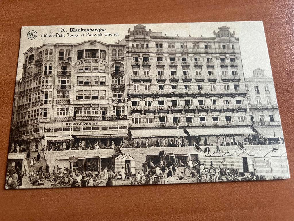 Postkaart Blankenberge :Hotels "Petit Rouge"+ Pauwels Dhondt, Envoi, Affranchie, Flandre Occidentale