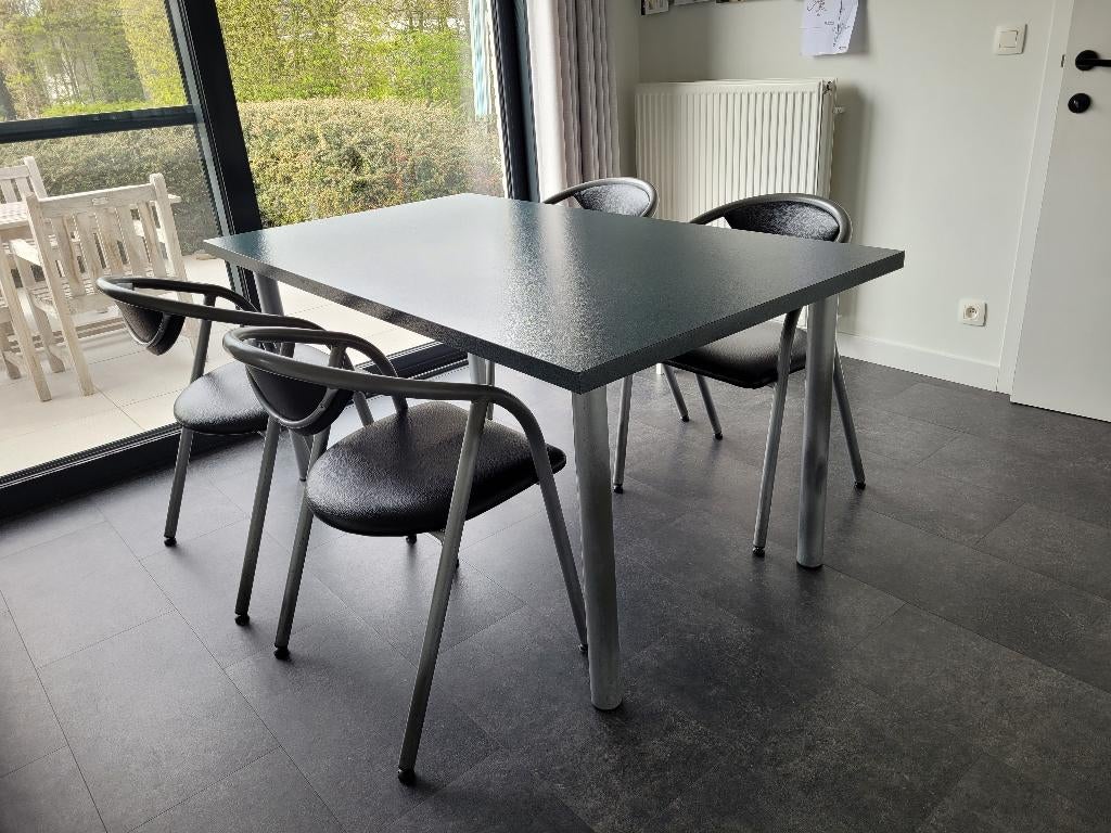 keukentafel met 4 stoelen, Huis en Inrichting, Tafels | Eettafels, Gebruikt, Vier personen, Overige vormen, Ophalen