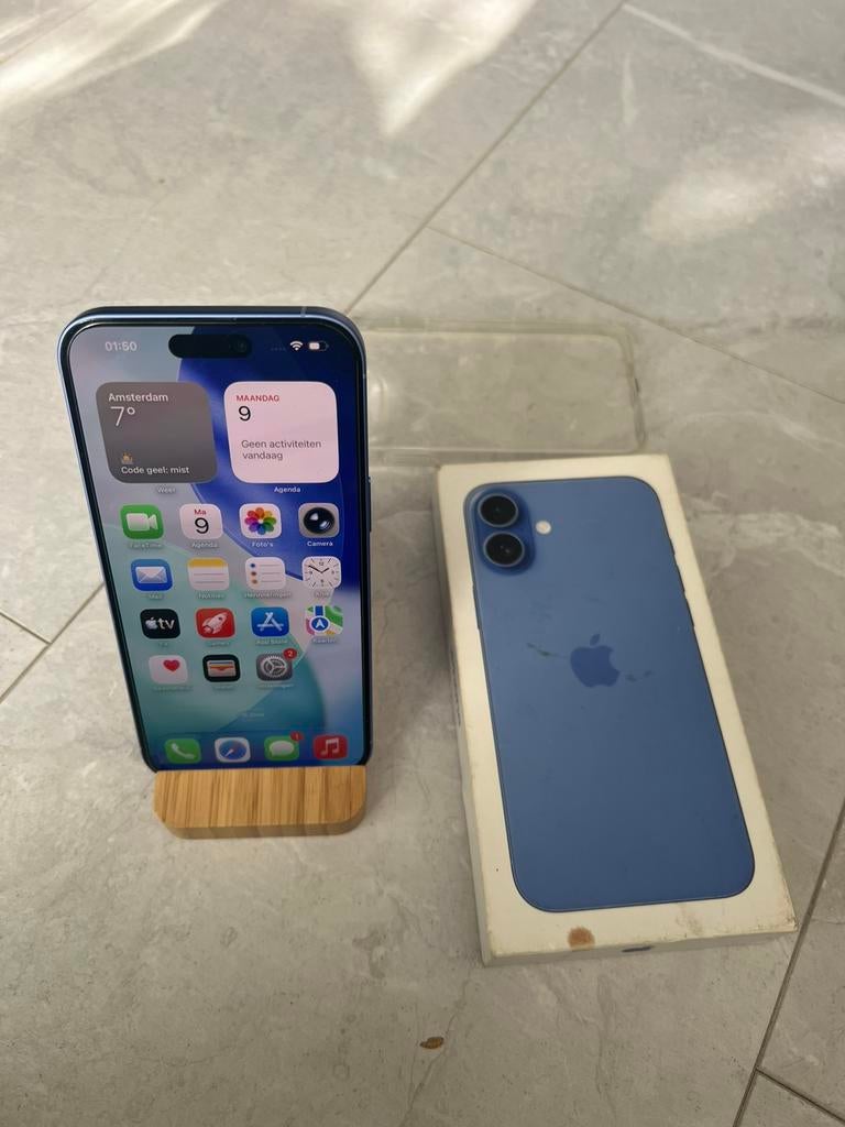 Te koop: Apple iPhone 16 Plus – 128GB 100% accu, Telecommunicatie, 128 GB, Blauw, IPhone 16 Plus, Ophalen of Verzenden
