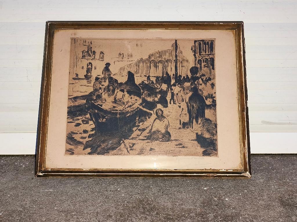 Eau forte épreuve d artiste signe jean colin, Antiquités & Art, Art | Eaux-fortes & Gravures, Enlèvement ou Envoi