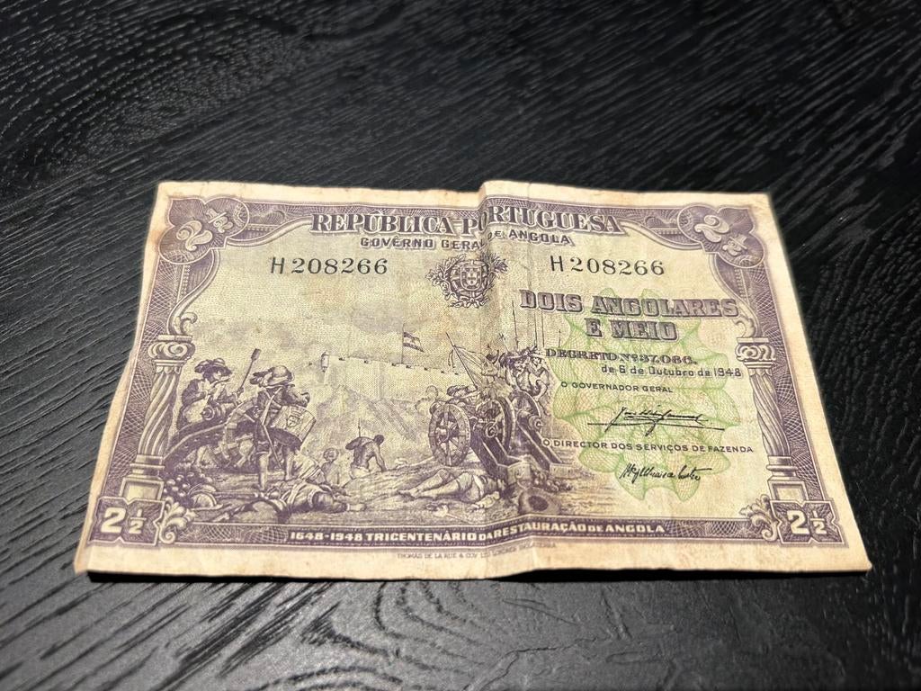 Koloniaal Bankbiljet Angola (1927) -Neushoorn -2,5 Angolares, Postzegels en Munten, Bankbiljetten | Europa | Eurobiljetten, Ophalen