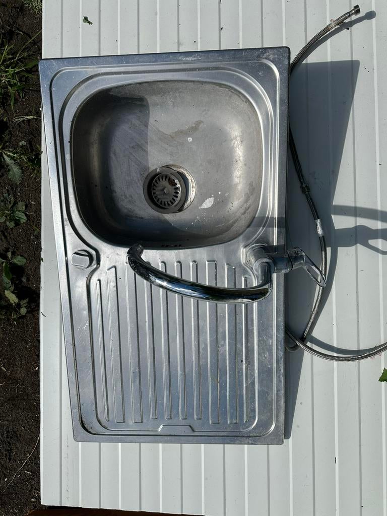 Inox Wasbak met kraan!!, Enlèvement, Comme neuf