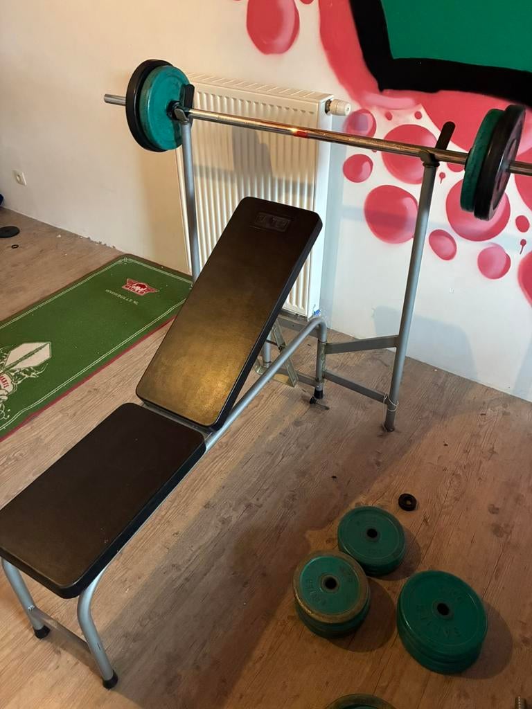 Bench met gewichten, Ophalen, Gebruikt
