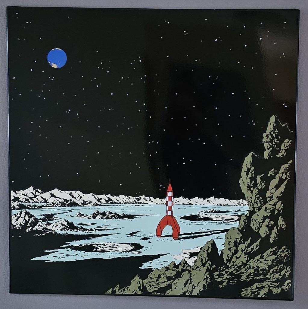 PLAQUE EMAILLE TINTIN SUR LA LUNE, Enlèvement