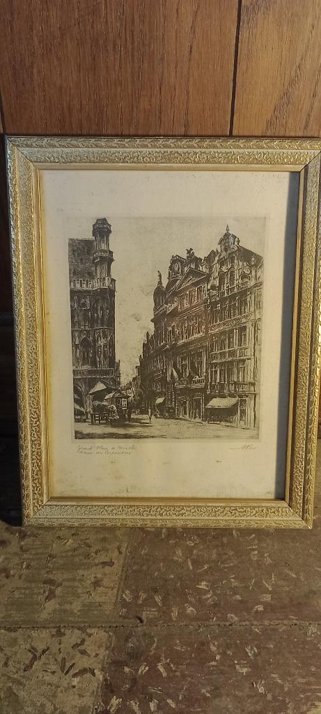 Gravure HENRI MORTIAUX, Bruxelles, 21x27, n403, Antiquités & Art, Enlèvement ou Envoi