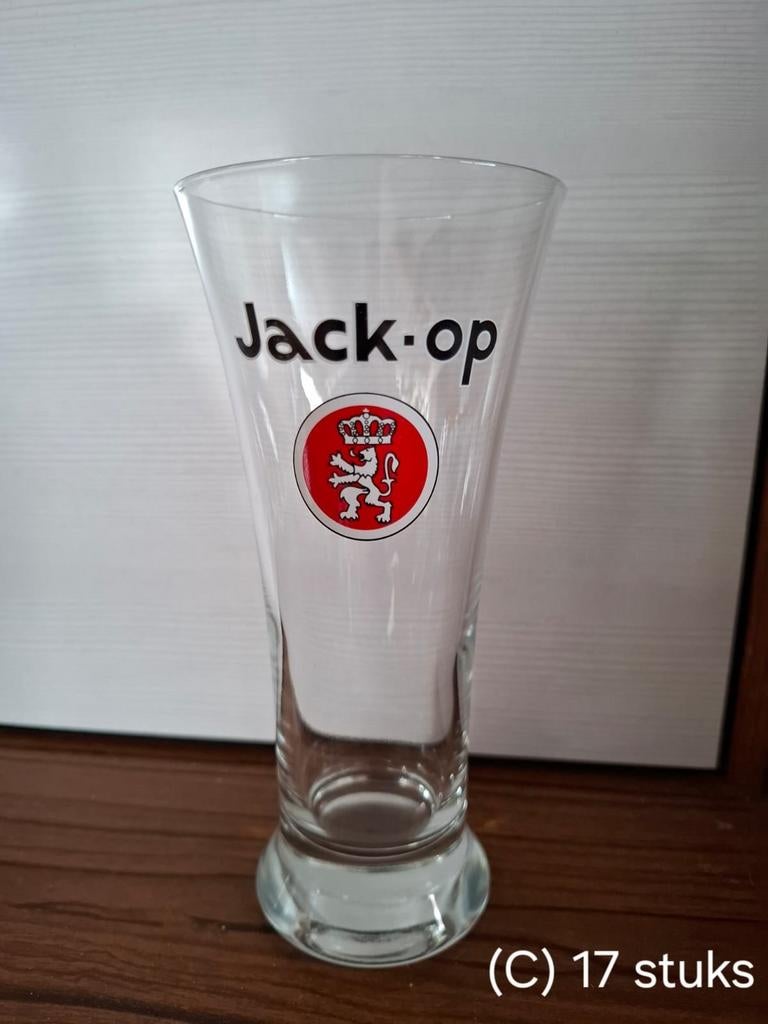 17 verres à bière vintage Jack-Op originaux ! Également disp, Collections, Marques de bière, Comme neuf, Leeuw, Enlèvement ou Envoi