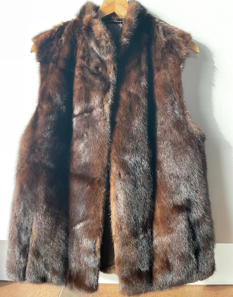 Vest echt bont maat M bruin, Kleding | Dames, Ophalen, Zo goed als nieuw, Maat 38/40 (M), Bruin