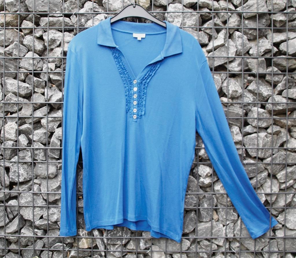 M136. Polo bleu manches longues pour dame de taille 46, Mayerline, Blauw, Maat 46/48 (XL) of groter, Ophalen of Verzenden