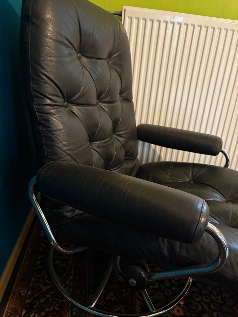 Ekornes fauteuil leder, Huis en Inrichting, Fauteuils, Ophalen, Gebruikt