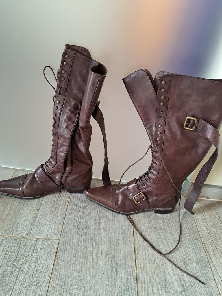 Lederen laarzen. Te klein voor mijn steunzolen. 2x gedragen, Ophalen