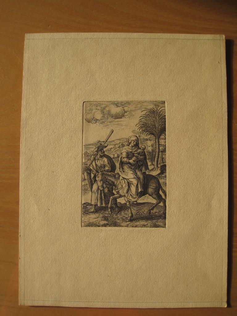 gravure Jozef en Maria met kind (kerst-tafereel), Ophalen of Verzenden