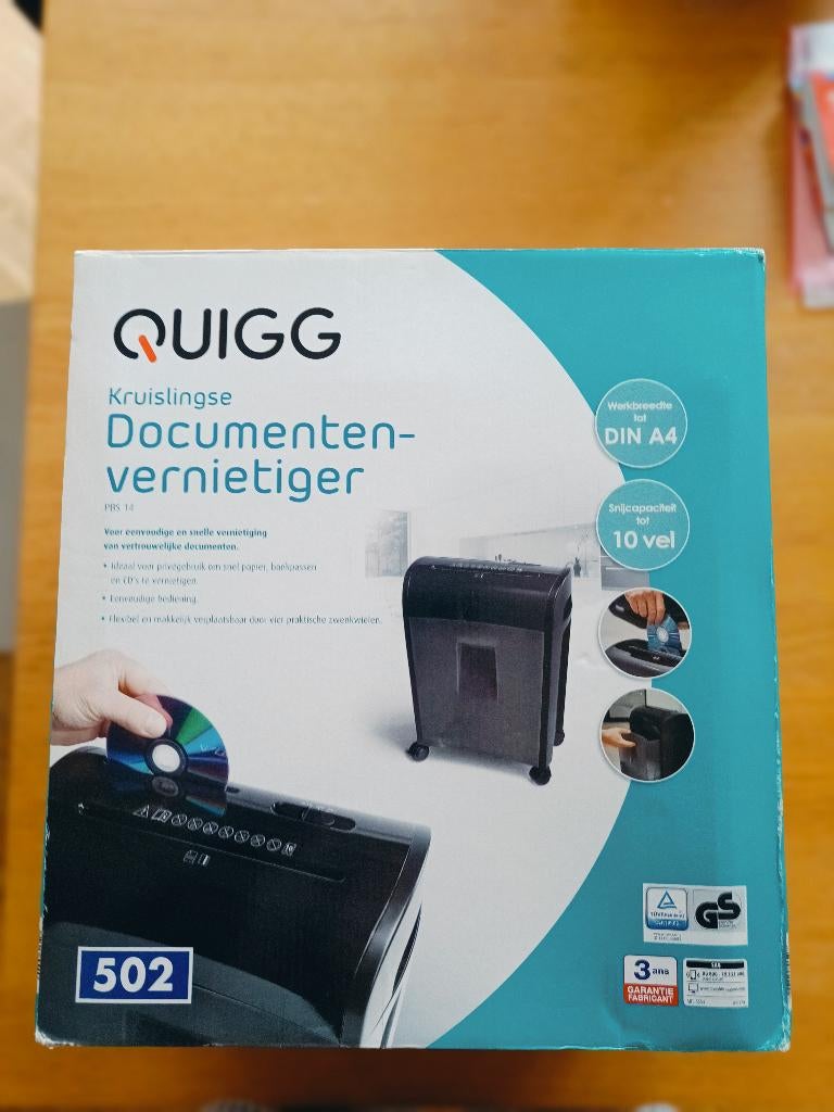 Destructeur de documents QUIGG, Diversen, Bureau-accessoires, Zo goed als nieuw, Ophalen