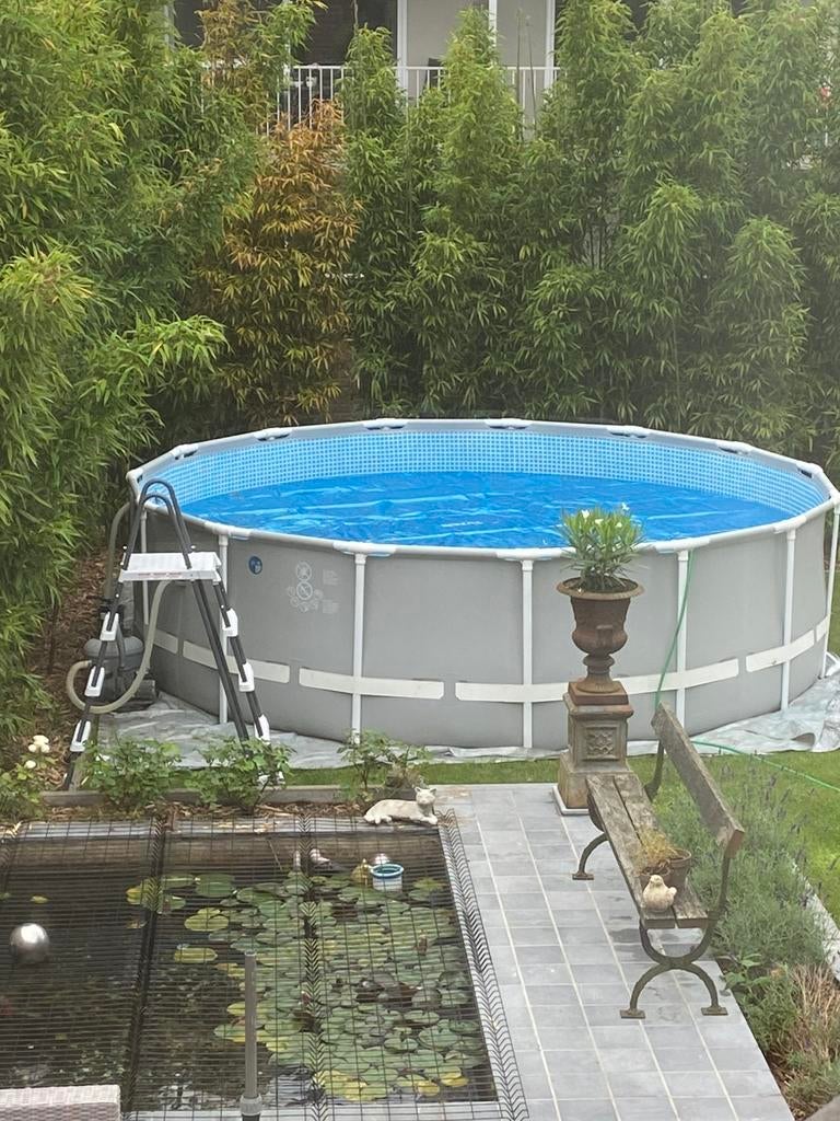 Intex opbouwbad 4,6 meter dia., Tuin en Terras, Zwembaden, Ophalen, Gebruikt, 80 tot 120 cm, Rond