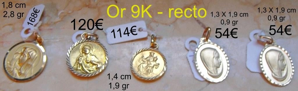 Pendentif rond/ovale Vierge Marie(/Sacré coeur), or 9K, NEUF, Nieuw, Ophalen of Verzenden, Kruis of Symbool, Goud