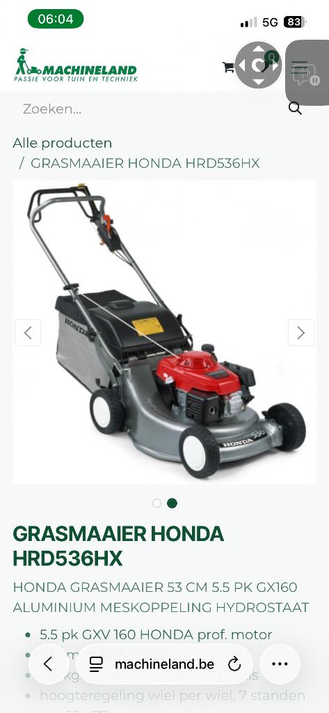 Grasmaaier Honda HDR 536 Hydrostatic, Ophalen, Cirkelmaaier, Honda, Gebruikt