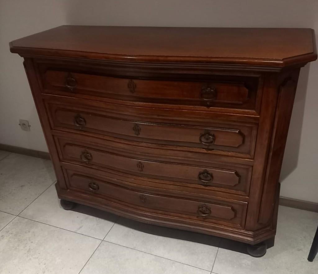 Commode de style Louis XIV en merisier massif, Huis en Inrichting, Kasten | Ladekasten, Ophalen, 100 tot 150 cm, Louis XIV, Zo goed als nieuw