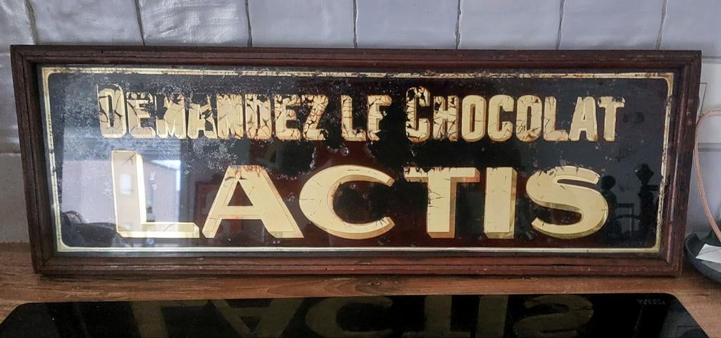 Oude glas reclame Chocolade Lactis, Verzamelen, Ophalen